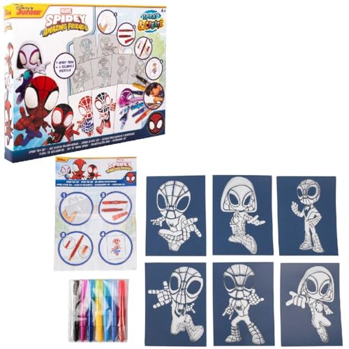 Disney - Marvel - Spidey and his Amazing Friends - Sprühstift-Set - Malstifte für Kinder - Malset mit Buntstiften und Malvorlagen von Disney