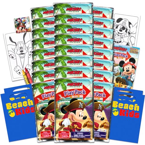 Disney Mickey Mouse Piraten-Urlaubsparty-Set, Set mit 24 Mickey-Spielpackungen mit Ausmalen, Beutetasche, Aufklebern, mehr | Mickey Cruise Supplies von Disney