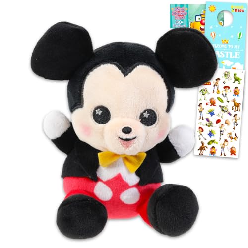 Disney Mickey Mouse Wishables Plushie – Bundle mit 10,2 cm Mickey-Plüschpuppe, Aufklebern und mehr | Mickey-Maus-Figuren-Puppe von Disney