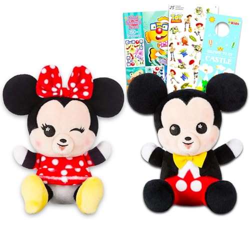 Disney Mickey und Minnie Mouse Wishables Plüschtiere – 2-teiliges Set mit 10,2 cm großen Mickey- und Minnie-Puppen, Aufklebern und mehr, Partygeschenk-Set (Geburtstagsparty-Zubehör) von Disney