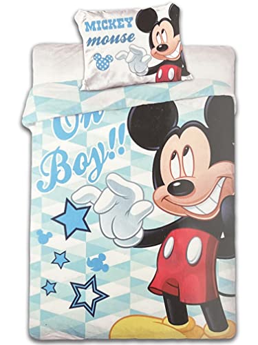 Disney Micky Maus Baby Wende Bettwäsche 100x135cm 100% Baumwolle (M05) von Disney