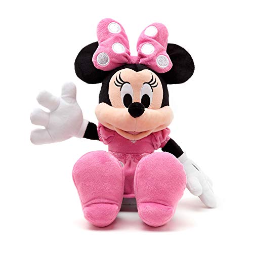 Disney Store Mittelgroße Stoffpuppe Minnie Maus, 45 cm / 17", Kultfigur im rosa Pünktchenkleid mit Schleife sowie gestickten Gesichtszügen, für alle Altersstufen geeignet von Disney Store