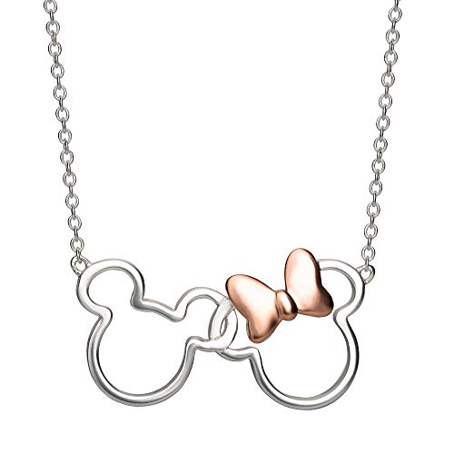 Disney Minnie and Mickey Silver & Rose Gold Plated Necklace NF00287TL-18 von Disney