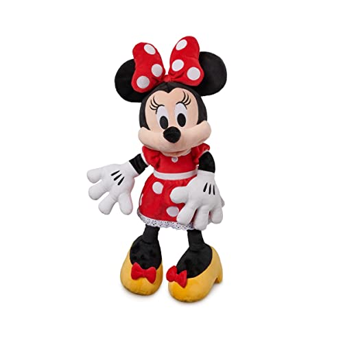 Disney Offizielles Minnie Mouse Plüschtier, Größe M, 43 cm, ikonischer Spielzeugcharakter in Kleid und Schleife mit roten Punkten, mit strukturierten Ohren und gestickten Details, für alle von Disney