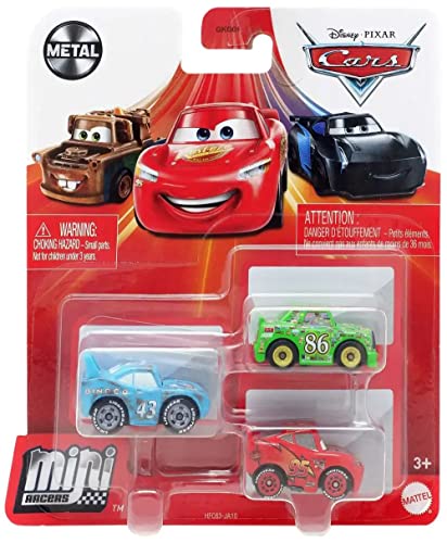 Disney Pixar Cars Mini Racers King's Last Race 3er-Pack, Damaged King, Lightning McQueen & Chick Hicks von Disney