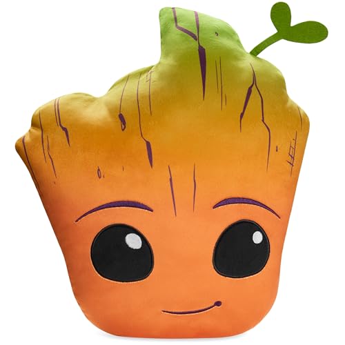 Marvel Groot Plüsch Zierkissen mit Füllung und Bezug, 3D Kinderzimmer Kissen für Bett 37 x 31 x 10 cm - Geschenke für Jungs (Orange) von Disney