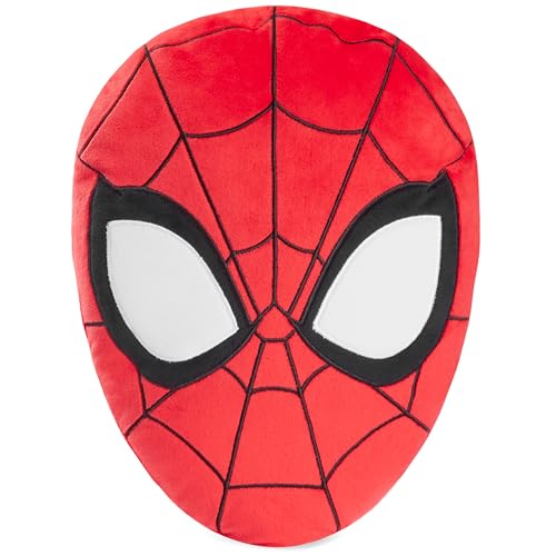 Marvel Spiderman Plüsch Zierkissen mit Füllung und Bezug, 3D Kinderzimmer Kissen für Bett 34 x 25 x 10 cm - Geschenke für Jungs (Rot) von Disney