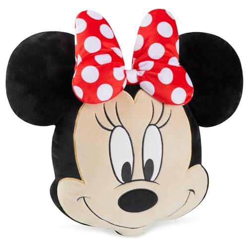 Disney Stitch Kuscheltier Plüsch Kissen, 3D Deko Kissen, Weiches Kuschelkissen für Sofa oder Bett, Geschenke für Kinder (Schwarz Minnie, L37 x W35) von Disney