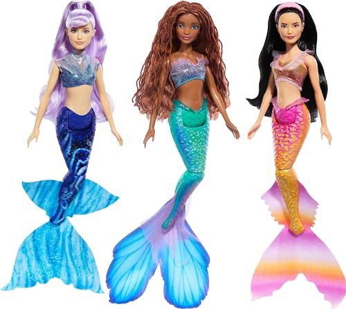 Mattel DISNEY Arielle, die Meerjungfrau - Set mit Mala, Karina und Arielle, einzigartige Outfits und Frisuren, für fantasievolles Spielen und Sammeln, für Kinder ab 3 Jahren, HND29 von Mattel