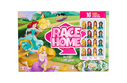 Disney Princess Offizielles Race Home Brettspiel, Spielen Sie mit 16 Prinzessinnen, darunter Ariel, Cinderella, Jasmin und Belle, für bis zu 4 Spieler, ab 4 Jahren von Disney