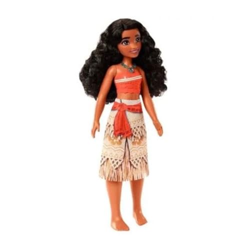 Mattel Disney Princess HPG73 Vaiana - Puppe mit typischem Outfit, abnehmbaren Schuhen und Halskette, abnehmbarer Rock mit Muster, lange Haare zum Frisieren von Disney