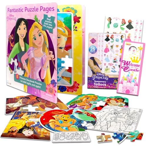 Disney Prinzessinnen-Puzzle-Aktivitätsset – Bündel mit 8 Disney Prinzessinnen-Puzzles für Mädchen, Kinder plus Tattoos, mehr | Disney Prinzessinnen-Puzzles für Mädchen 4–6 von Disney