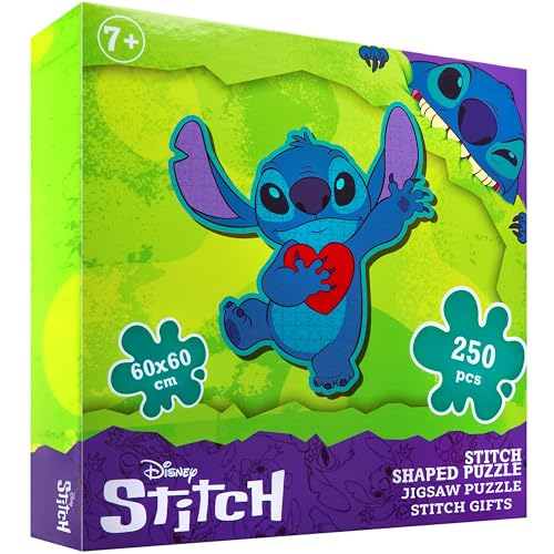 Disney Puzzle im Stitch-Form, Stitch Puzzle 250 Teile ab 7 Jahren, 60 x 60 cm - Geschenke für Mädchen von Disney