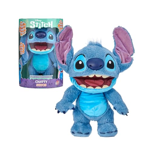 Disney Real FX Chatty Stitch Puppetronic, Lilo & Stitch Plüschtich, interaktives Plüschtier mit Marionettenlauf, 100 + Mobile, ab 6 Jahren, berühmt (RE001000) von Disney