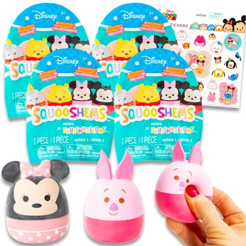 Disney Squooshems Mystery Blind Bags Set, Paket mit 3 Disney Mini Squishmallows Squishmallows Squishy Toys plus Aufklebern für Kinder, Jungen, Mädchen, Disney Squishmallow Goodie Bags von Disney