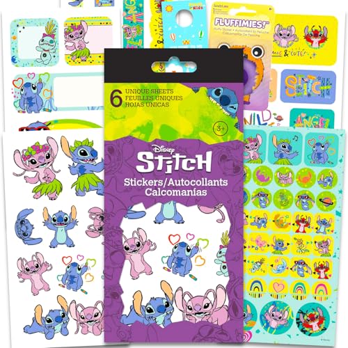 Disney Stichaufkleber-Set für Mädchen, Kinder – Lilo und Stitch Partygeschenk-Set mit 6 Stich- und Engel-Aufkleberbögen für Kindergeburtstag, Party, Goodie-Tüten, Basteln, mehr | Stitch Party Supplies von Disney