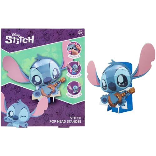 Disney - Stitch - 3D Pop Head 20 cm - Mit großer Sonnenbrille - Sammelfigur - Spielzeug Geschenkidee (ST24335V2) (Mit Gitarre) von Disney