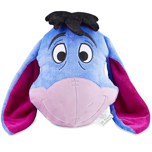 Disney Stitch Kuscheltier Plüsch Kissen, 3D Deko Kissen, Weiches Kuschelkissen für Sofa oder Bett, Geschenke für Kinder (Blau Eeyore, L39 x W30) von Disney