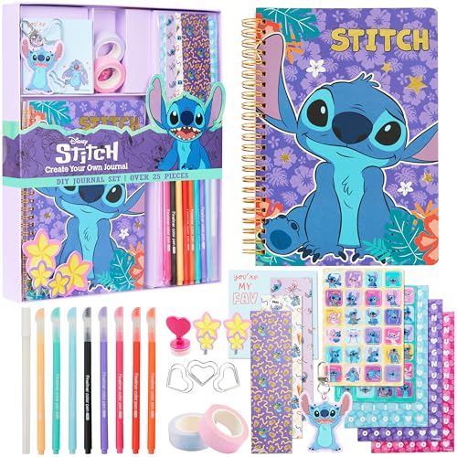 Disney Stitch Notizbuch Mädchen Set Leeres Buch Zum Selbstgestalten mit Sticker, Stiften, Bastelzubehör, Geschenke für Mädchen & Teenager von Disney