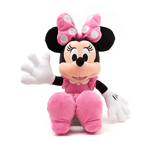 Disney Store Kleines Kuscheltier Minnie Maus, 33 cm / 12”, Kultfigur rosa Pünktchenkleid mit Schleife und gestickten Gesichtszügen, für alle Altersstufen geeignet von Disney Store