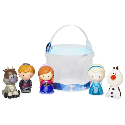 Disney Store Offizielles Badespielzeugset „Die Eiskönigin – Völlig unverfroren“, 5-teilig, enthält Figuren von Anna, ELSA, Olaf, Sven und Kristoff mit Aufbewahrungseimer, geeignet ab 6 Monaten von Disney Store