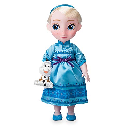 Disney Store Puppe ELSA aus der Animator Collection, Die Eiskönigin, 39 cm / 15", echt wirkendes Haar zum Kämmen, Outfit und Schuhe, mit Olaf als Plüschtier aus Satin, Sammelpuppe ab 3 Jahren von Disney Store