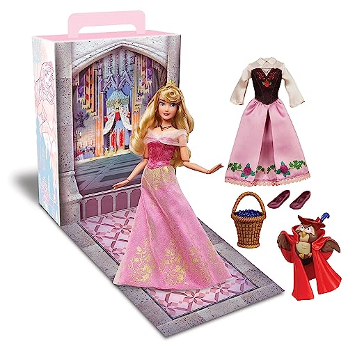 Disney Store Offizielle Aurora Storybook Kollektion Puppe, Dornröschen, 29 cm, Mit Eule, 2 Outfits, Accessoires, Malbogen für Aktivitäten und Spiele, für Kinder ab 3 Jahren von Disney Store