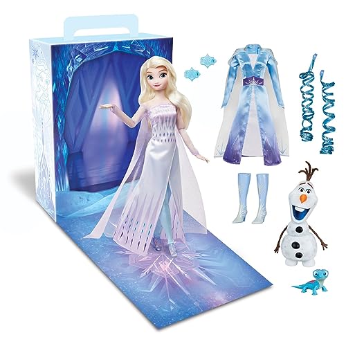 Disney Store Offizielle Prinzessin Story Puppe (Elsa aus Die Eiskönigin), 27,9 cm, inklusive Malbuch und zusätzlichem Kleid, Prinzessinnen-Puppe im klassischen Outfit, Prinzessinnen-Spielzeug für von Disney