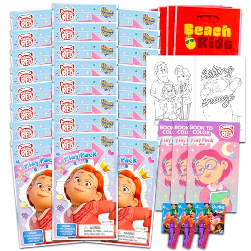 Disney Turning Red Mini-Partygeschenk-Set für Kinder – Bündel mit 24 Mini-Spielpackungen mit Malseiten, Aufklebern und mehr (drehendes rotes Geburtstagspartyzubehör) von Disney