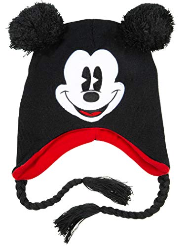 Disney Unisex Erwachsene Mickey Mouse Acryl Knit Winter Laplander Hut mit Jumbo Knit Pom Ohren und Knit Quasten Schwarz von Disney