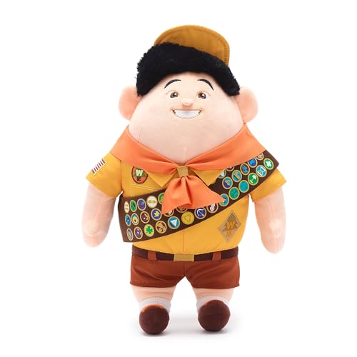 Disney Store Offizieller Russell Mittelgroßes Kuscheltier, Oben, 36 cm, Pixar Plüschfigur, Pfadfinder in Uniform mit Abzeichenbesetzter Schärpe, Geeignet ab Geburt von Disney Store