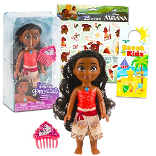 Disney Vaiana-Puppe und Kamm-Set – Moana Spielzeug-Bundle mit Moana-Puppe für Mädchen plus Aufkleber, mehr | Moana 15,2 cm zierliche Figur für Kinder, Kleinkinder von Disney