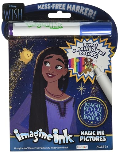 Disney Wish Imagine Ink Magic Ink Malbuch mit sauberem Marker, Disneys 100. Jahrestag, 20-seitig, Bendon 47918 von Disney