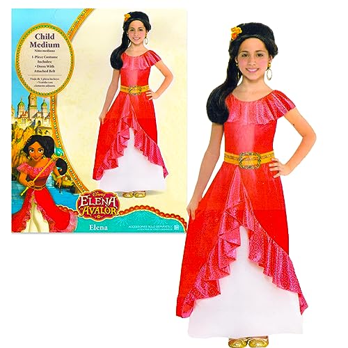 Elena of Avalor Kostüm für Mädchen, 1 Stück Prinzessin Elena Kostüm mit Kleid und Gürtel, Halloween-Kostüme für Mädchen (Größe M 8-10) von Disney