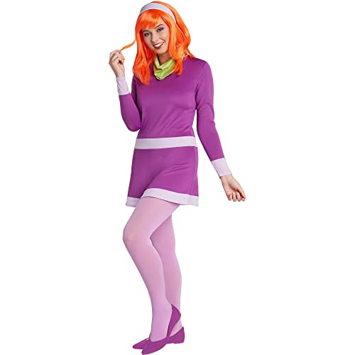 Jerry Leigh Scooby-Doo Daphne Costume for Adults, Standard Size, a Purple Mini Dress, a Headband, and a Green Scarf von Disney