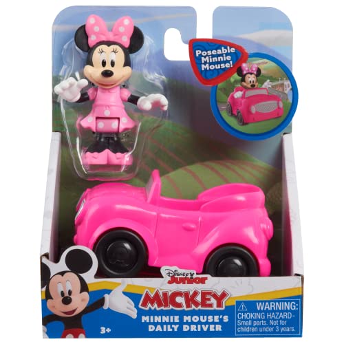 Just Play 38487 Disney Junior Mouse Spielset bestehend aus beweglicher Sammelfigur Minnie und pinkes Auto, ab 3 Jahren, Mehrfarbig von Disney