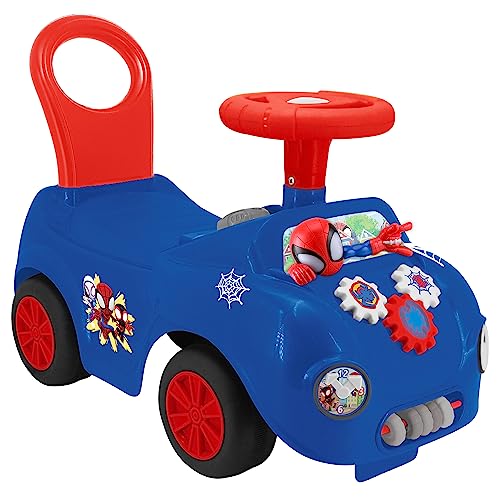 Kiddieland Disney Lights 'N' Sounds: Spidey und seine erstaunlichen Freunde Web Racer Rutscher Kinder Interaktives Push Spielzeug Auto, Fuß zu Boden, Kleinkinder, Alter 12-36 Monate von Disney