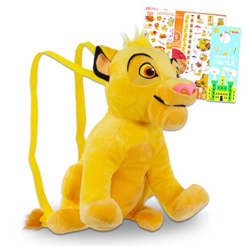 König der Löwen Plüschpuppe Geschenkset - Bundle mit 35,6 cm Deluxe Simba Plüschtier mit Tragegurten, Aufklebern, Tattoos, mehr | König der Löwen Geschenke für Kinder, Jungen, Mädchen von Disney