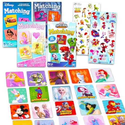 Memory Matching Games for Kids - Bundle with 4 Memory Match-Kartenspiele mit Micky Maus, Disney Princess, Frozen und Avengers, Disney Matching-Spiele für Kleinkinder von Disney