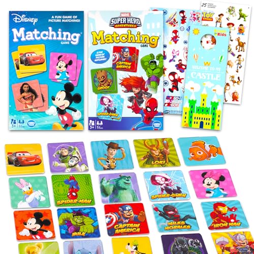 Memory-Matching-Spiele für Jungen, Paket mit 2 Memory-Match-Kartenspielen mit Micky Maus und Avengers, Disney Matchching-Spiele für Kinder von Disney