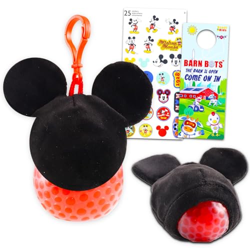 Mickey-Maus-Schlüsselanhänger-Set – Bündel mit einem Mickey-Fidget-Spielzeug-Schlüsselanhänger plus Aufklebern, mehr | Disney Squish-Ball-Taschenclip von Disney