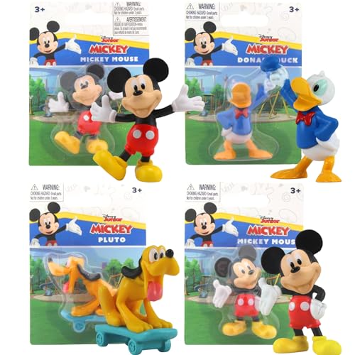 Mickey and Friends 6 cm Figuren – sehr detaillierte Miniatur-Figuren, perfekt als Kuchendekoration – Mickey 2 Posen, Pluto und Donald – 4 Stück von Disney