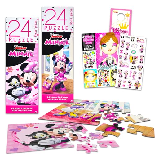 Minnie Mouse 24-teiliges Puzzle-Set für Kinder – Minnie-Partyzubehör-Set mit 2 Minnie-Puzzles, Aufklebern, mehr | Minnie Mouse Spiele und Aktivitäten für Kinder von Disney