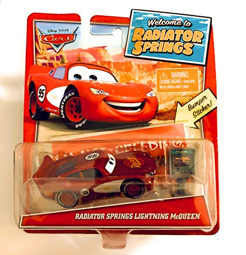 Radiator Springs Lightning McQueen Die Cast Car & Accessory Bonus Bumper Sticker! von Disney