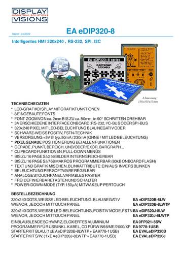 Display Elektronik Grafik-Display Weiß 320 x 240 Pixel (B x H x T) 137.80 x 105.30 x 11.8mm von Display Elektronik