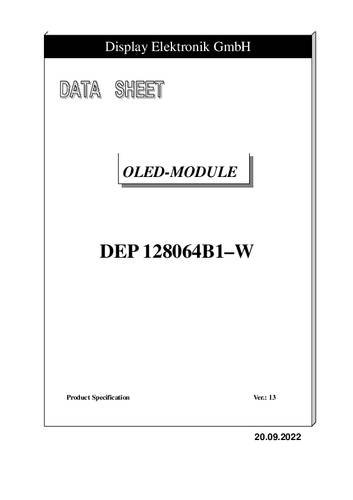 Display Elektronik OLED-Display Weiß 128 x 64 Pixel DEP128064B1-W von Display Elektronik