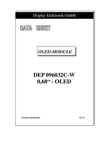 Display Elektronik OLED-Display Weiß 96 x 32 Pixel DEP096032C-W von Display Elektronik