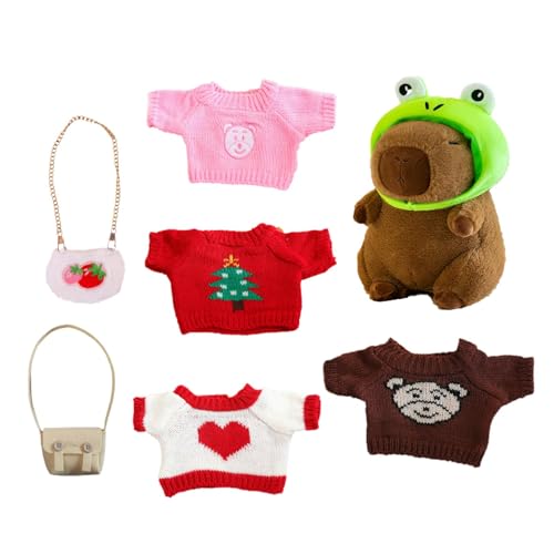 Capybara Plüsch mit Kleidung, Capybara Plüsch mit Pullover, Dress Up Capybara Plüsch, langlebig und sicher, vielseitig einsetzbar, 23 cm, für Heimdekoration von Diuyzoc