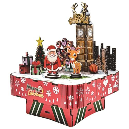 Christmas Puzzle Music Box | 3D Wooden Castle Model | Assembly Puzzles for Kids | Wooden Ornaments | Holiday Decor Puzzle | Creative Christmas Theme Design Suitable for All Ages von Diuyzoc