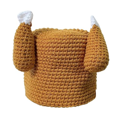 Diuyzoc Gebratener Truthahnhut, Thanksgiving Truthahnhut, Neuheit gestrickter Truthahnhut, hält Ihren Kopf warm, Kostümhut, perfektes Accessoire, 19 cm, für Damen, Herren und Festival-Events von Diuyzoc